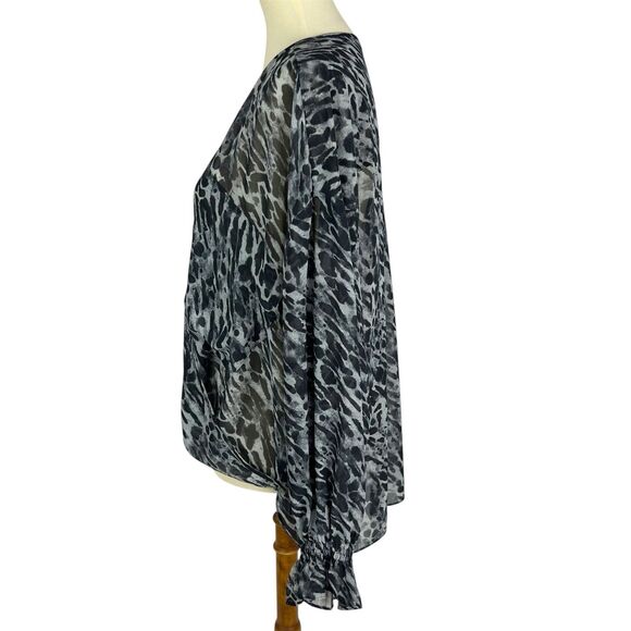All Saints Penny Ambient Gray Animal Print High Low Long Sleeve Top Women Large - Picture 4 of 10